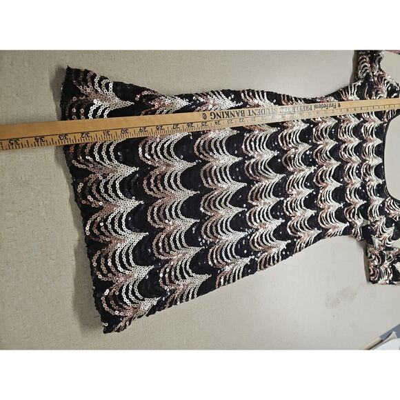 Art Deco Scalloped Sequin Dress Sz Med Gatsby 20s Style Event Glam - Picture 8 of 10